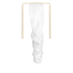 Tie-On Wavy Ponytail 55cm With Ribbons & Clip - 1001 Pure white