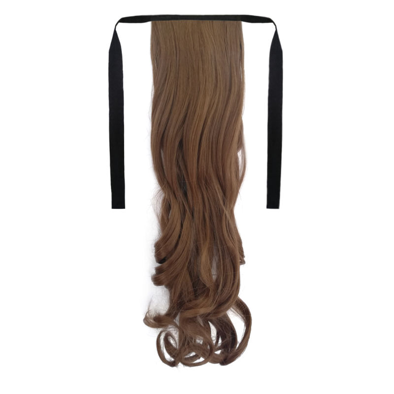 Tie-On Wavy Ponytail 55cm With Ribbons & Clip - 12 Light Golden Brown