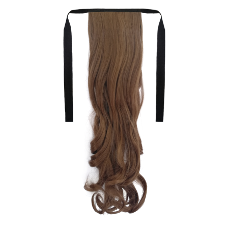 Tie-On Wavy Ponytail 55cm With Ribbons & Clip - 12 Light Golden Brown