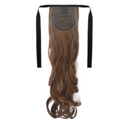 Tie-On Wavy Ponytail 55cm With Ribbons & Clip - 12 Light Golden Brown