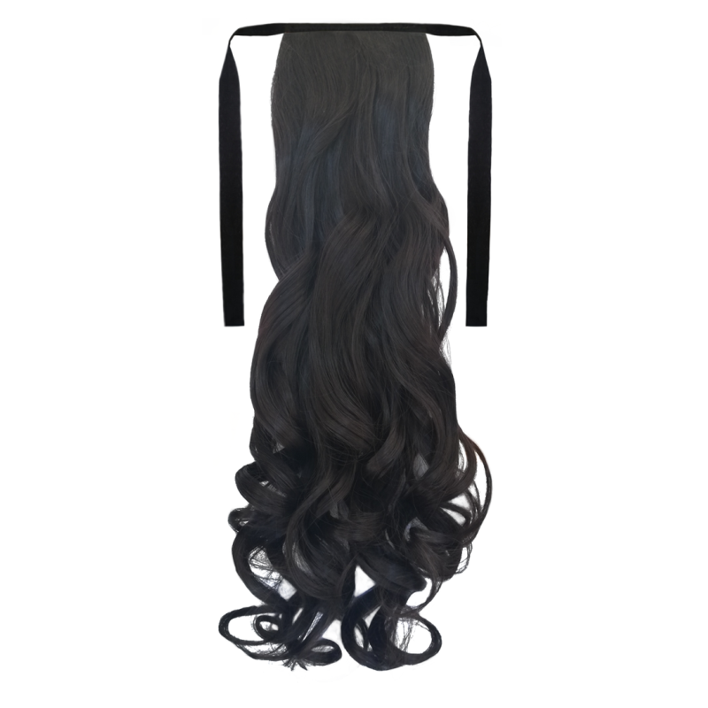 Tie-On Wavy Ponytail 55cm With Ribbons & Clip - 2 Darkest Brown Tie-On Wavy Ponytail 55cm With Ribbons & Clip - 2 Darkest Brown