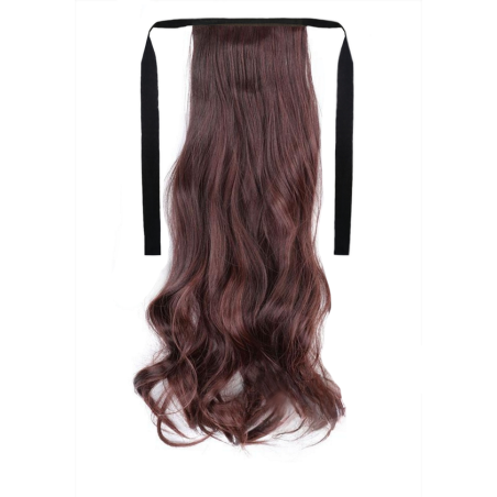 Tie-On Wavy Ponytail 55cm With Ribbons & Clip - 2-33 Mahogany Brown