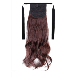 Tie-On Wavy Ponytail 55cm With Ribbons & Clip - 2-33 Mahogany Brown
