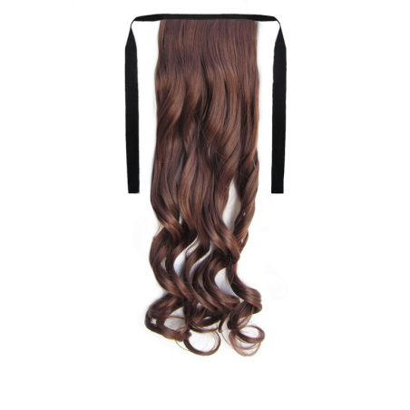 Tie-On Wavy Ponytail 55cm With Ribbons & Clip - 33 Light Mahogany Brown