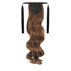 Tie-On Wavy Ponytail 55cm With Ribbons & Clip - 6 Chestnut Brown