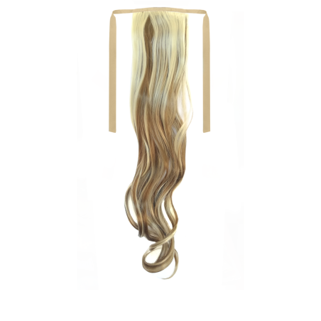 Tie-On Wavy Ponytail 55cm With Ribbons & Clip - 6-613 Brown Blonde Mix