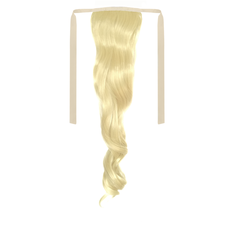 Tie-On Wavy Ponytail 55cm With Ribbons & Clip - 613 Platinum blonde