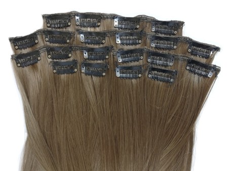 10 Piece Straight Long 55-60cm Full Head Clip-on Hair Extensions XXL - 8BM18B Ash Medium Blonde Mix Straight