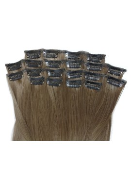 10 Piece Straight Long 55-60cm Full Head Clip-on Hair Extensions XXL - 8BM18B Ash Medium Blonde Mix Straight