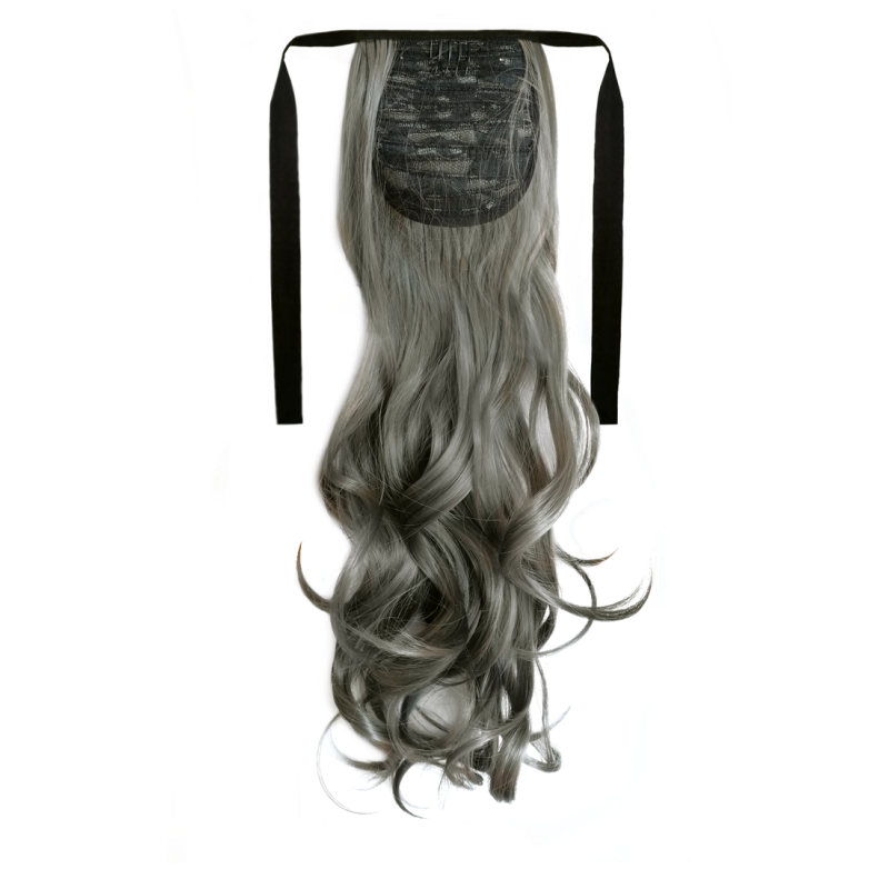Tie-On Wavy Ponytail 55cm With Ribbons & Clip - 70 Dark Grey Tie-On Wavy Ponytail 55cm With Ribbons & Clip - 70 Dark Grey