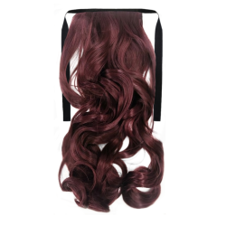 Tie-On Wavy Ponytail 55cm With Ribbons & Clip - 99j-118 Red Plum