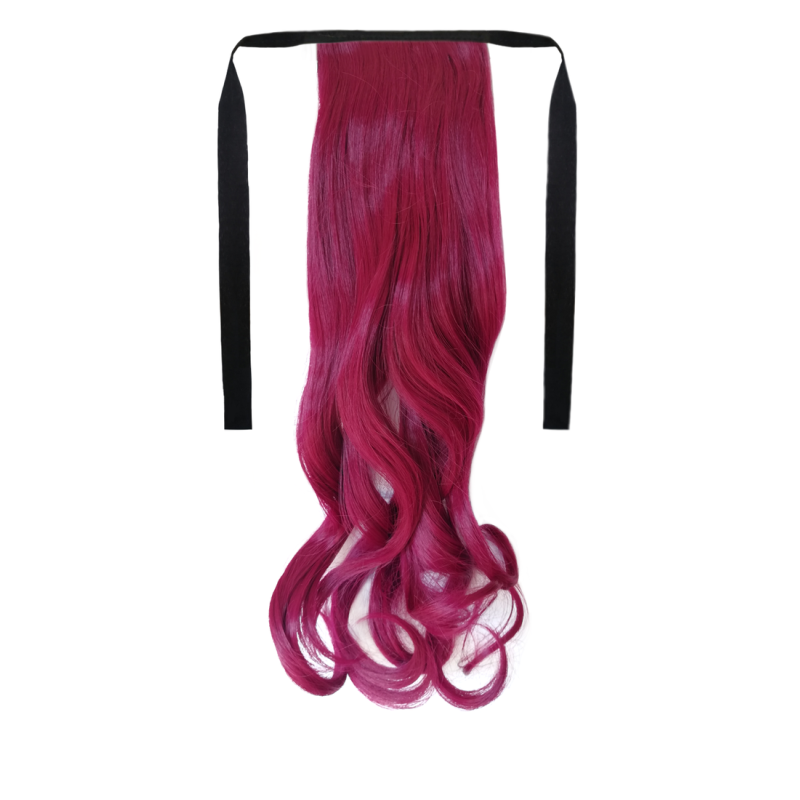 Tie-On Wavy Ponytail 55cm With Ribbons & Clip - Burgundy Tie-On Wavy Ponytail 55cm With Ribbons & Clip - Burgundy