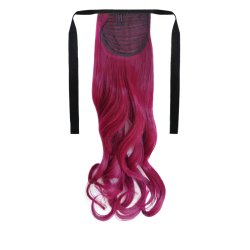 Tie-On Wavy Ponytail 55cm With Ribbons & Clip - Burgundy