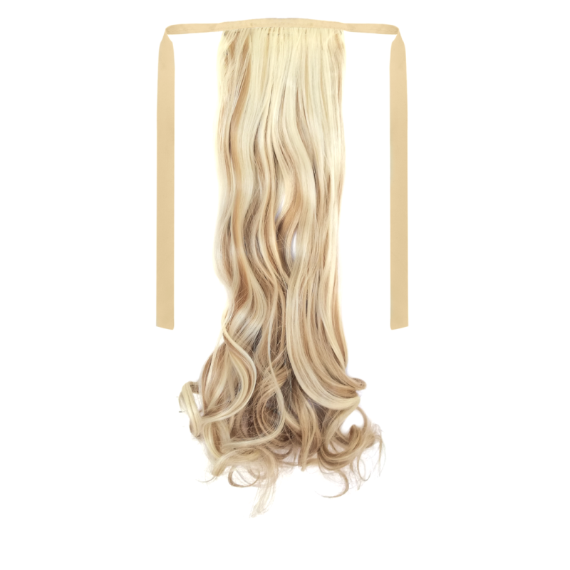 Tie-On Wavy Ponytail 55cm With Ribbons & Clip - F18-613 Ash Light Blonde Mix Tie-On Wavy Ponytail 55cm With Ribbons & Clip - F18-613 Ash Light Blonde Mix