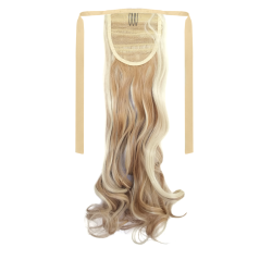 Tie-On Wavy Ponytail 55cm With Ribbons & Clip - F18-613 Ash Light Blonde Mix