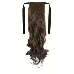 Tie-On Wavy Ponytail 55cm With Ribbons & Clip - M2-30 Dark Chestnut Brown Mix