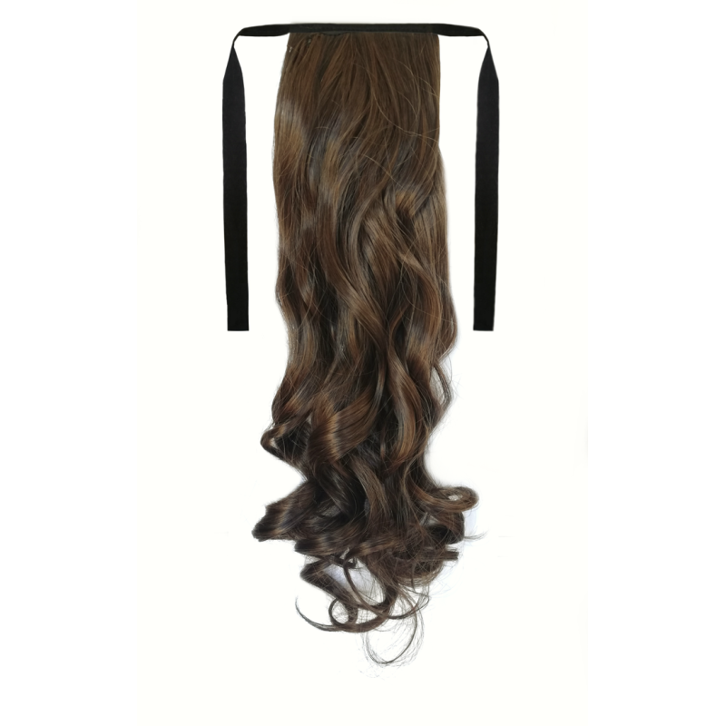 Tie-On Wavy Ponytail 55cm With Ribbons & Clip - M2-30 Dark Chestnut Brown Mix Tie-On Wavy Ponytail 55cm With Ribbons & Clip - M2-30 Dark Chestnut Brown Mix