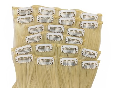10 Piece Straight Long 55-60cm Full Head Clip-on Hair Extensions XXL - 613 Platinum( Bleach) Blonde Straight