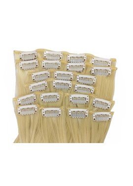 10 Piece Straight Long 55-60cm Full Head Clip-on Hair Extensions XXL - 613 Platinum( Bleach) Blonde Straight