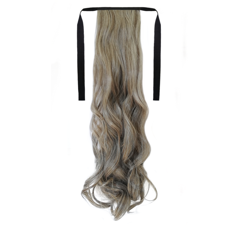 Tie-On Wavy Ponytail 55cm With Ribbons & Clip - M8-613 Golden Light Blonde Mix