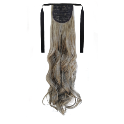 Tie-On Wavy Ponytail 55cm With Ribbons & Clip - M8-613 Golden Light Blonde Mix