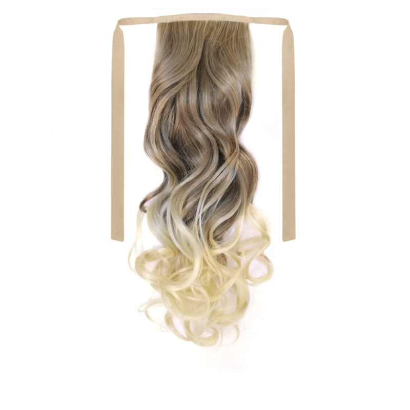 Tie-On Wavy Ponytail 55cm With Ribbons & Clip - T18B-613 Ash Light Blonde Mix