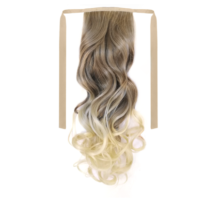 Tie-On Wavy Ponytail 55cm With Ribbons & Clip - T18B-613 Ash Light Blonde Mix