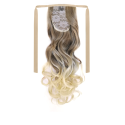 Tie-On Wavy Ponytail 55cm With Ribbons & Clip - T18B-613 Ash Light Blonde Mix