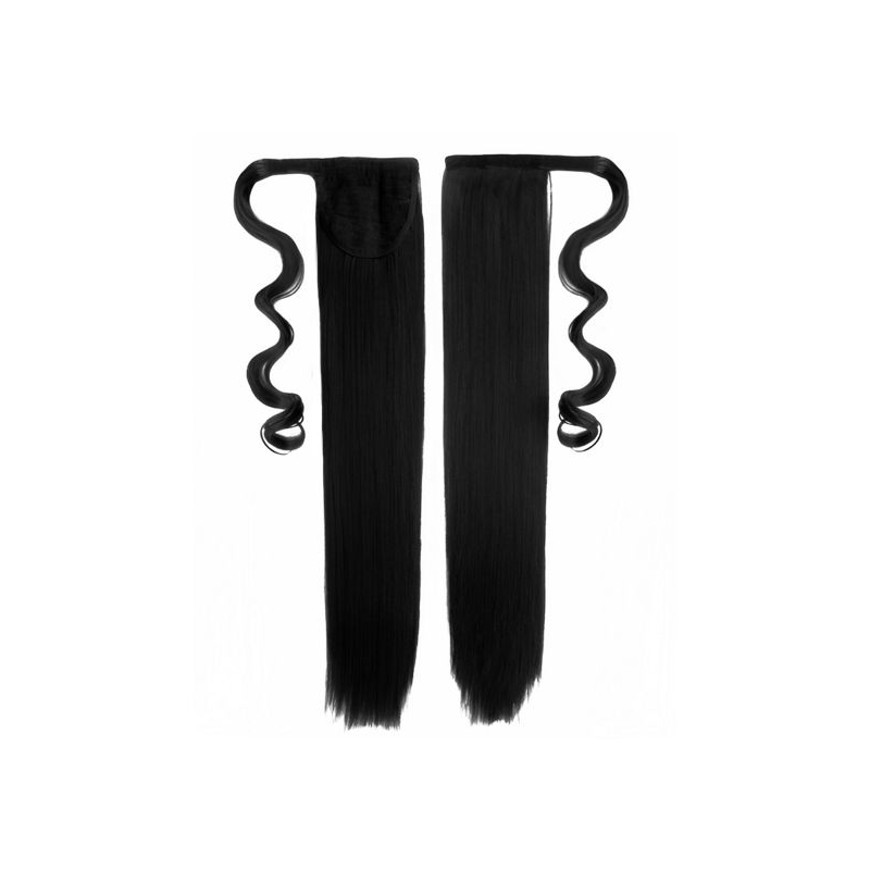 Self-Fastening Wrap Straight Ponytail 55cm - 1 Jet black Self-Fastening Wrap Straight Ponytail 55cm - 1 Jet black