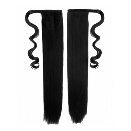 Self-Fastening Wrap Straight Ponytail 55cm - 1 Jet black
