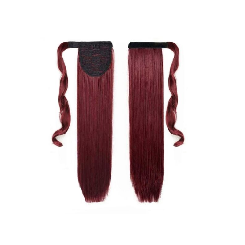 Self-Fastening Wrap Straight Ponytail 55cm - 118 Burgundy red Self-Fastening Wrap Straight Ponytail 55cm - 118 Burgundy red