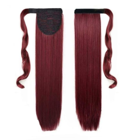 Self-Fastening Wrap Straight Ponytail 55cm - 118 Burgundy red