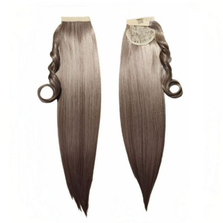 Self-Fastening Wrap Straight Ponytail 55cm - 12M88 Light ash brown blonde mix