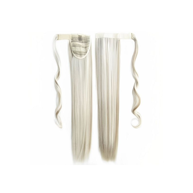 Self-Fastening Wrap Straight Ponytail 55cm - 16-613 Medium ash platinum blonde Self-Fastening Wrap Straight Ponytail 55cm - 16-613 Medium ash platinum blonde