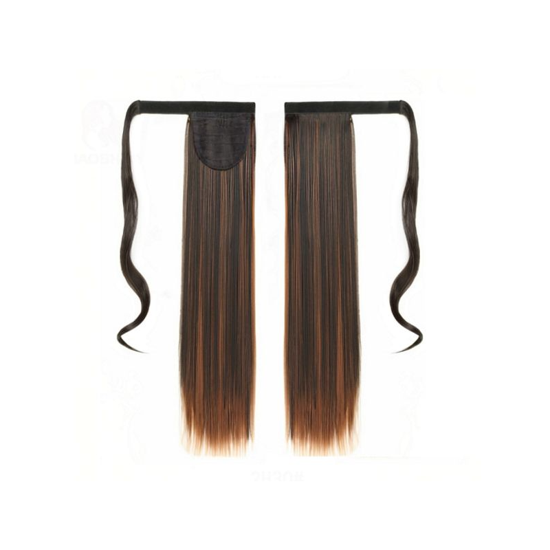 Self-Fastening Wrap Straight Ponytail 55cm - 2h30 Dark brown highlights Self-Fastening Wrap Straight Ponytail 55cm - 2h30 Dark brown highlights
