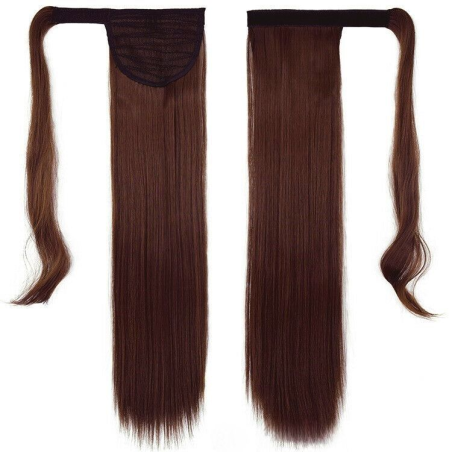 Self-Fastening Wrap Straight Ponytail 55cm - 33 Mahogany brown