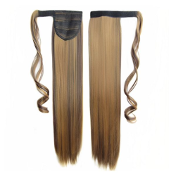 Self-Fastening Wrap Straight Ponytail 55cm - 4-27 Chocolate golden mix color