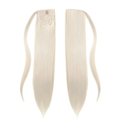 Self-Fastening Wrap Straight Ponytail 55cm - 60 White blonde