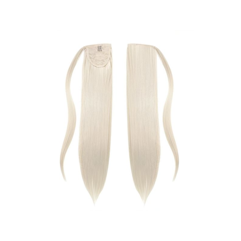 Self-Fastening Wrap Straight Ponytail 55cm - 60 White blonde