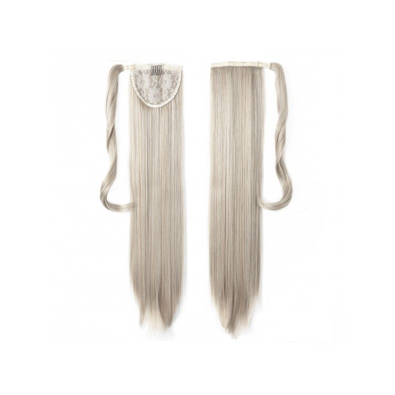 Self-Fastening Wrap Straight Ponytail 55cm - 88-60 Ash Platinum blonde mix Self-Fastening Wrap Straight Ponytail 55cm - 88-60 Ash Platinum blonde mix