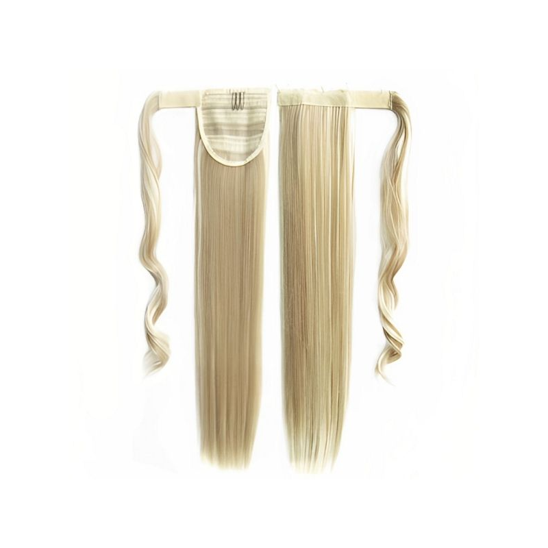 Self-Fastening Wrap Straight Ponytail 55cm - F18-613 Ash platinum blonde mix