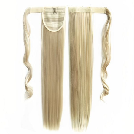 Self-Fastening Wrap Straight Ponytail 55cm - F18-613 Ash platinum blonde mix
