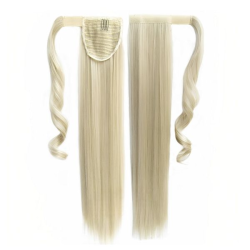 Self-Fastening Wrap Straight Ponytail 55cm - M24-613 Neutral platinum blonde mix