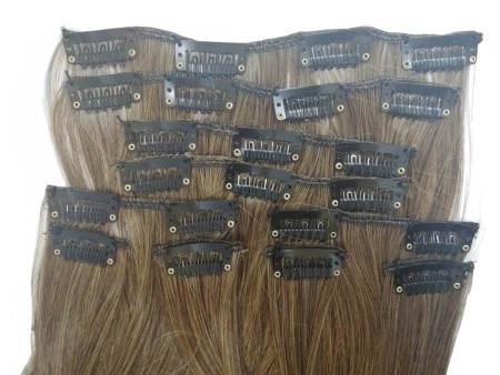 10 Piece Straight Long 55-60cm Full Head Clip-on Hair Extensions XXL - M4-27 Chocolate Golden Blonde Mix Straight