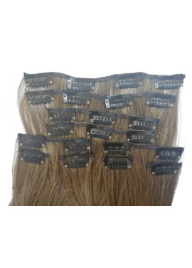 10 Piece Straight Long 55-60cm Full Head Clip-on Hair Extensions XXL - M4-27 Chocolate Golden Blonde Mix Straight