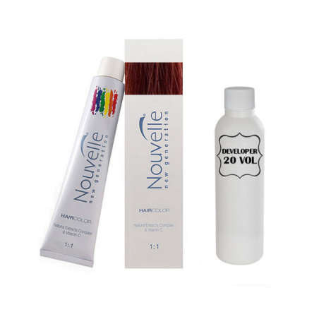 Nouvelle Professional Permanent Hair Tint Dye 100ml + 100ml 20vol developer - 6.46 Dark red copper blonde