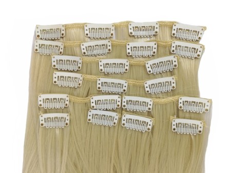 10 Piece Straight Long 55-60cm Full Head Clip-on Hair Extensions XXL - M88613 Ash Platinum Blonde Mix Straight