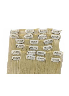 10 Piece Straight Long 55-60cm Full Head Clip-on Hair Extensions XXL - M88613 Ash Platinum Blonde Mix Straight