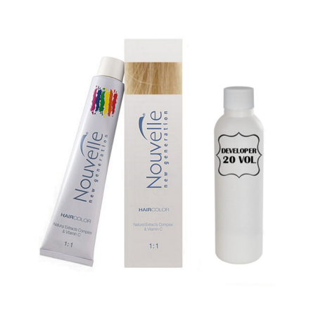 Nouvelle Professional Permanent Hair Tint Dye 100ml + 100ml 20vol developer - 9.3 Very light golden blonde