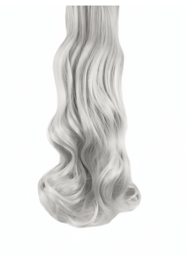 10 Piece Wavy Long 55-60cm Full Head Clip-on Hair Extensions XXL - 1001B Silver platinum